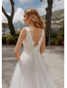 Beaded Ivory Lace Tulle Wedding Dress With Long Train Beaded Ivory Lace Tulle Wedding Dress With Long Train